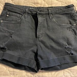 AG Jean black destructed shorts